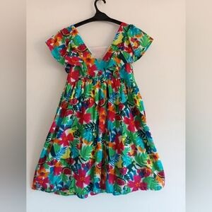 Floral V-Neck Mini Dress in Multicolor